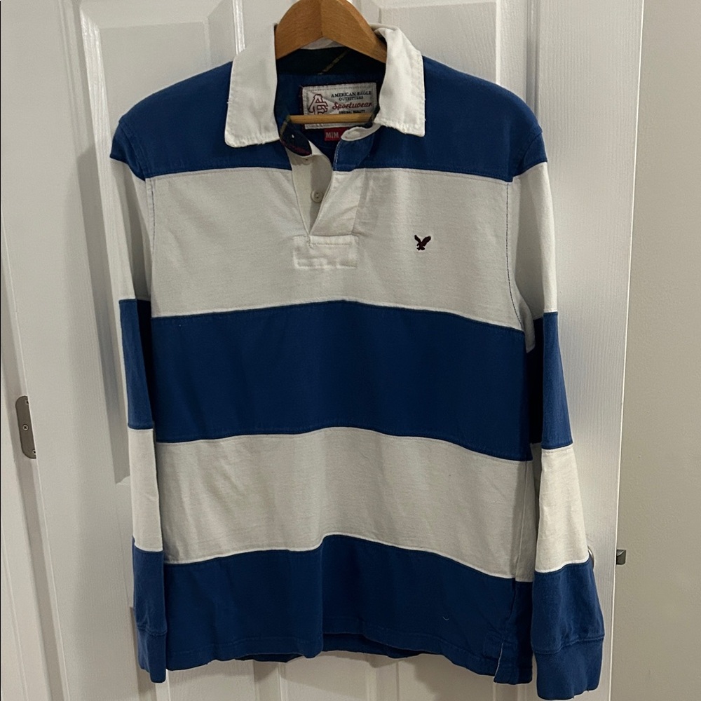 American Eagle rugby long sleeve shirt men Size M excellent condition